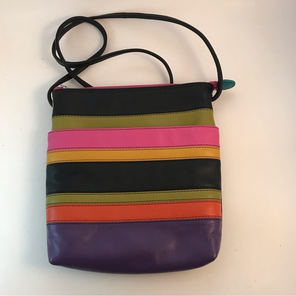 ili New York Multi Coloured Leather Crossbody Bag NWOT - Picture 5 of 14